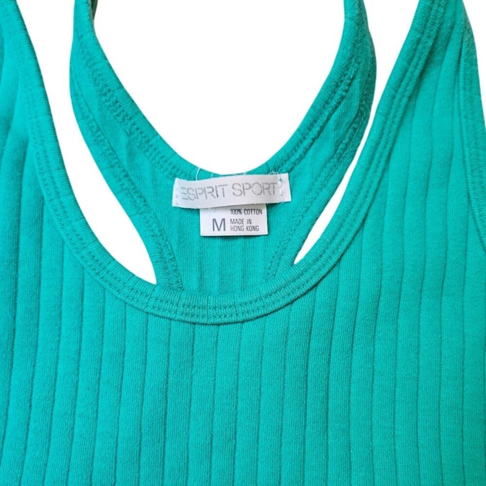 Esprit Ribbed Racerback Tank Top Aqua Medium - Picture 3 of 9